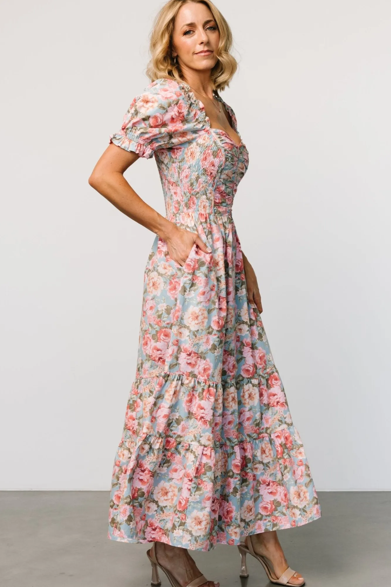 Baltic Born Tiana Maxi Dress | Vintage Blue + Pink Floral