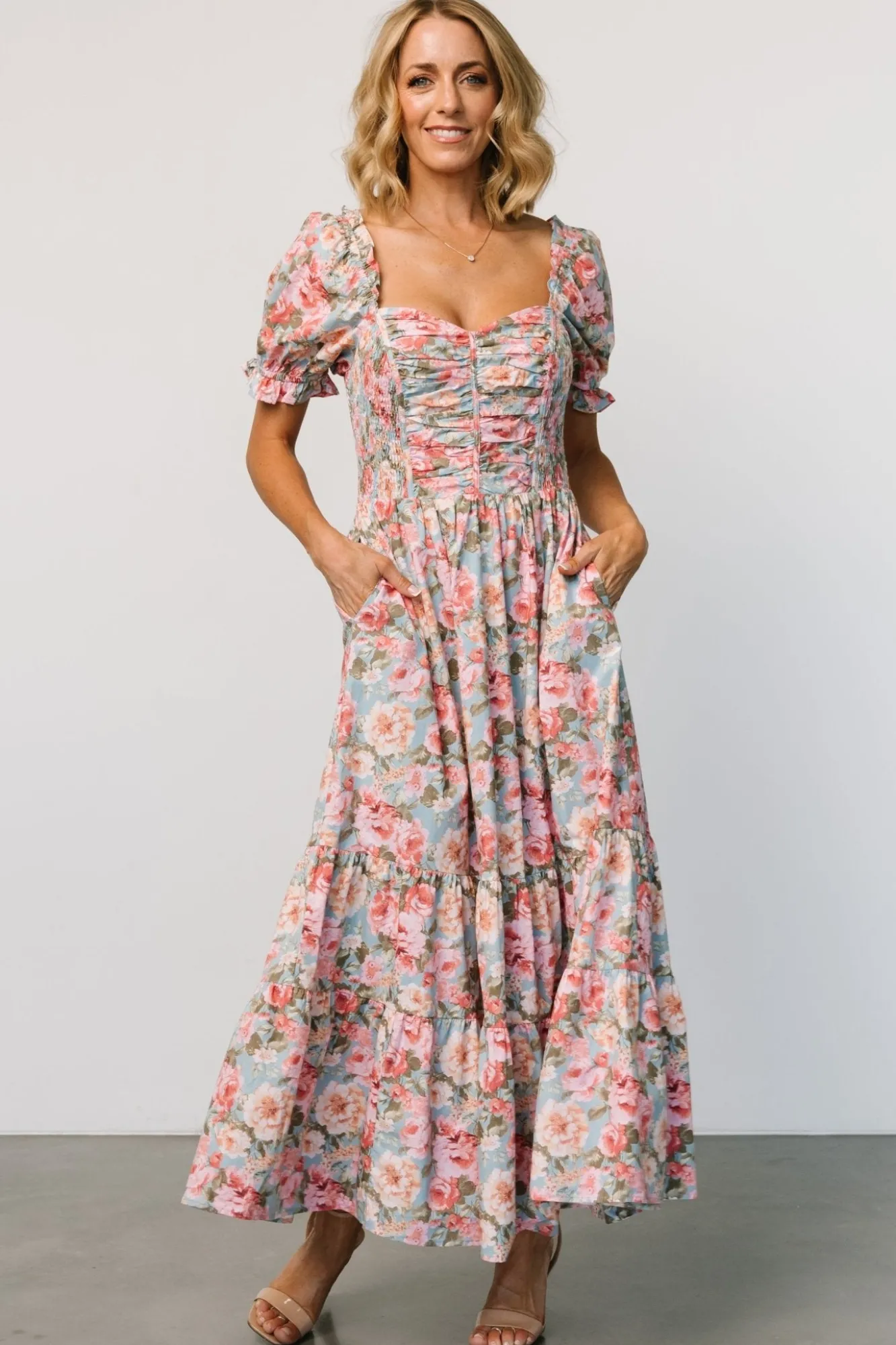 Baltic Born Tiana Maxi Dress | Vintage Blue + Pink Floral