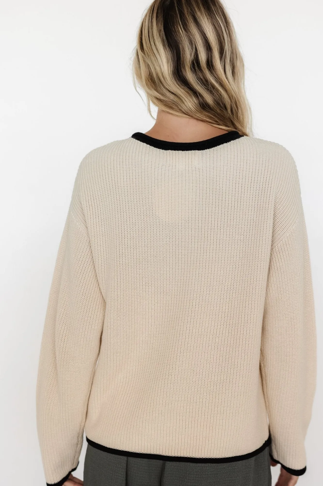 Baltic Born Tiffany Knit Sweater | Cream + Black