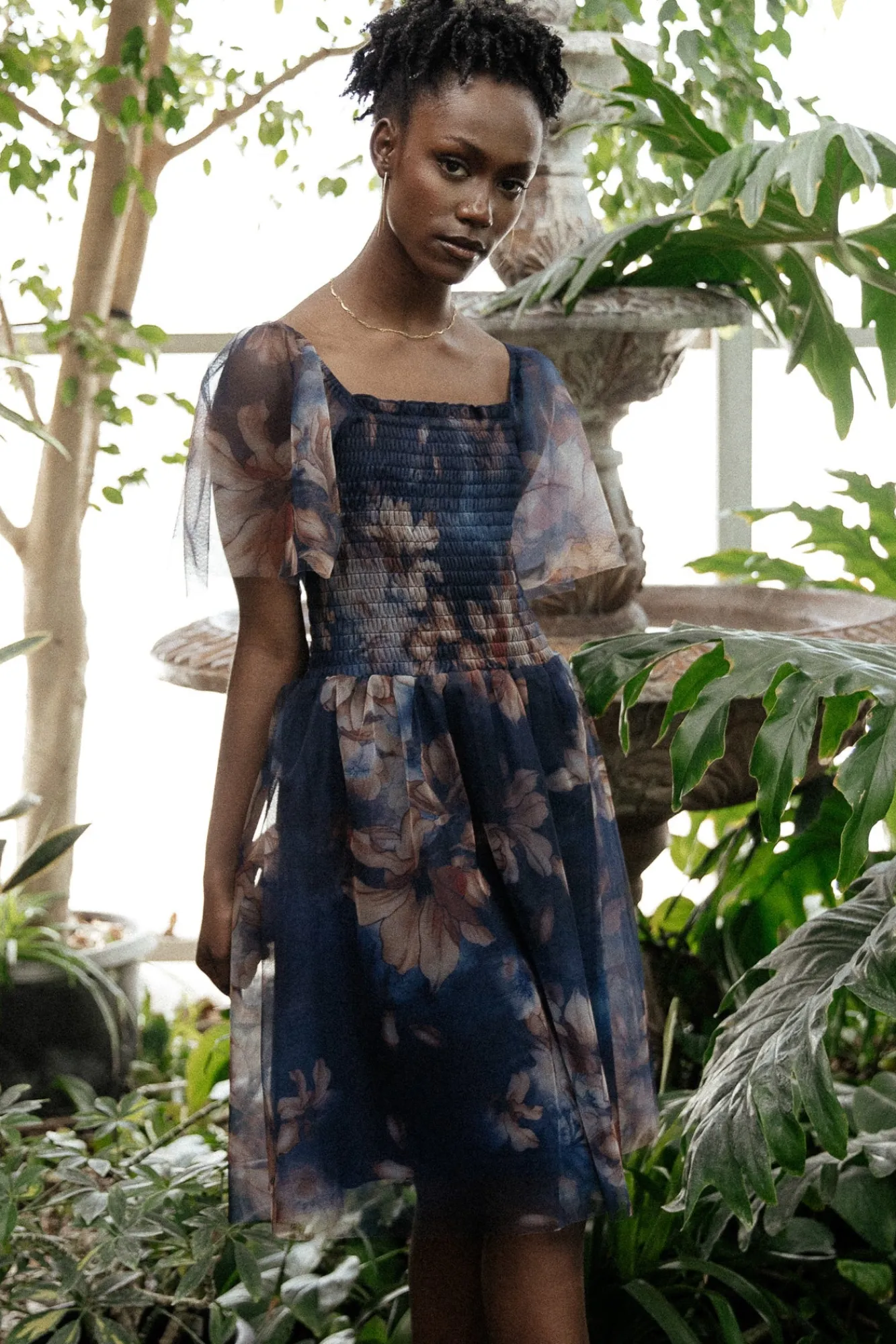 Baltic Born Tivoli Tulle Short Dress | Dark Blue Floral