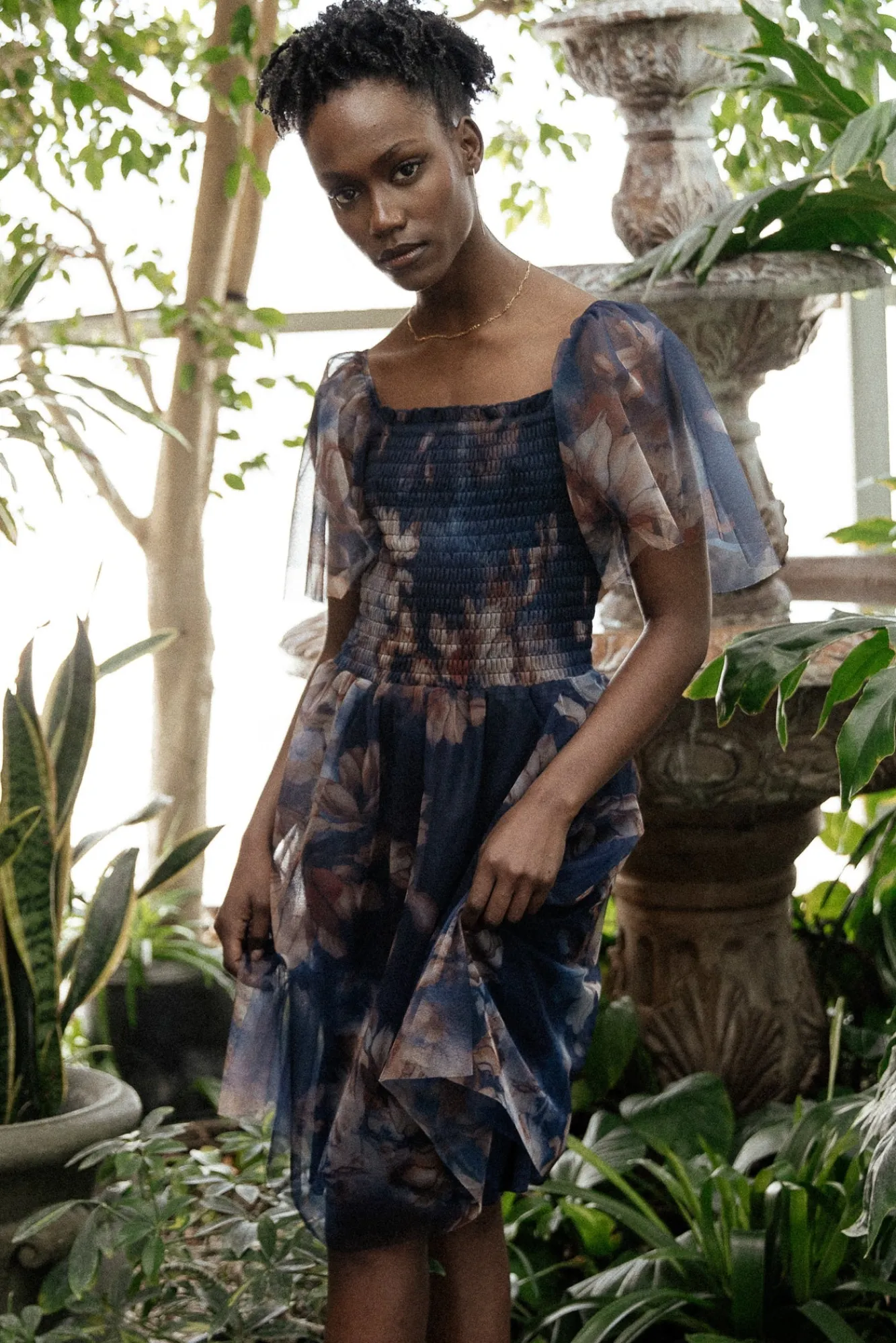 Baltic Born Tivoli Tulle Short Dress | Dark Blue Floral