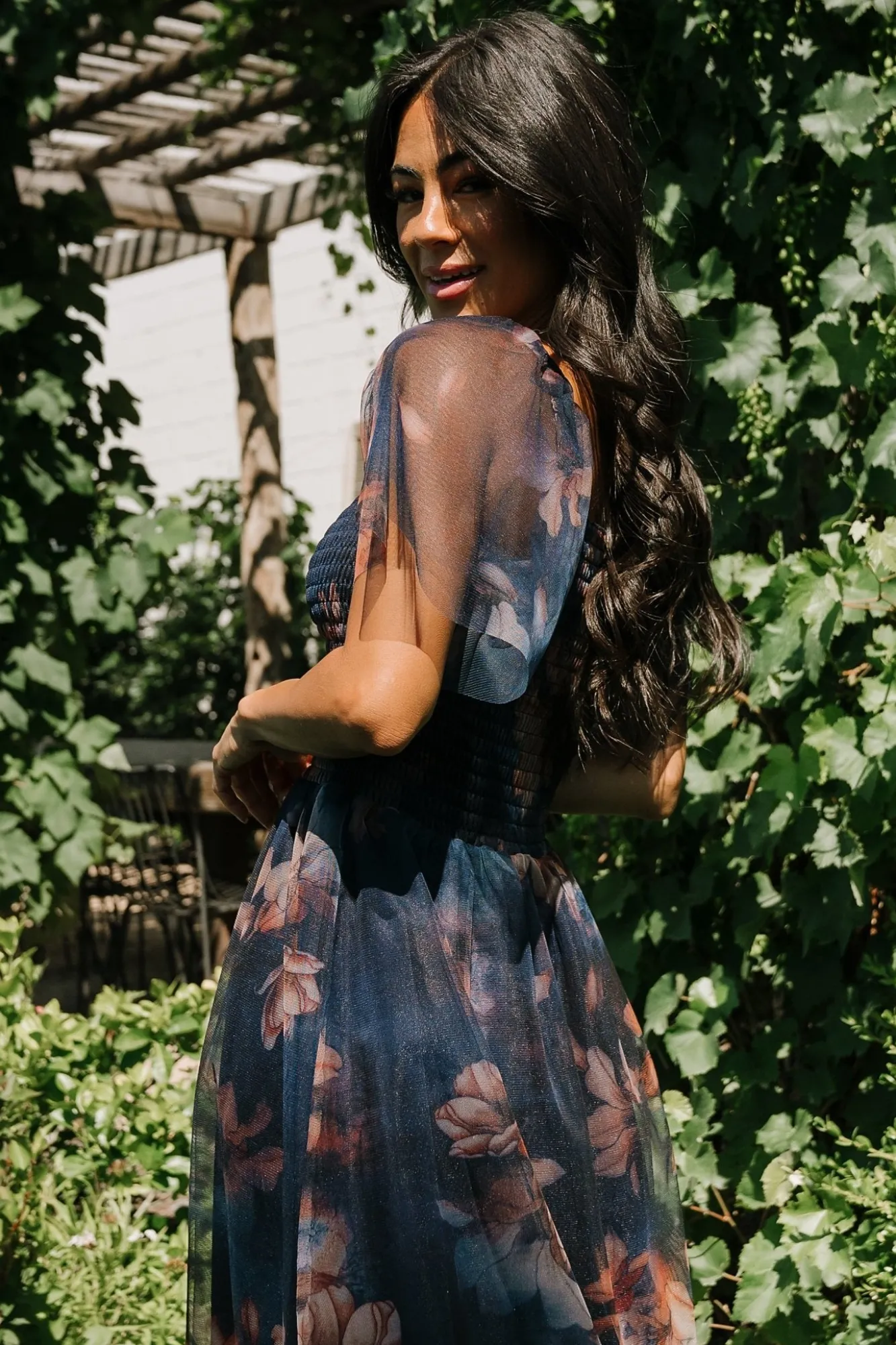 Baltic Born Tivoli Tulle Short Dress | Dark Blue Floral