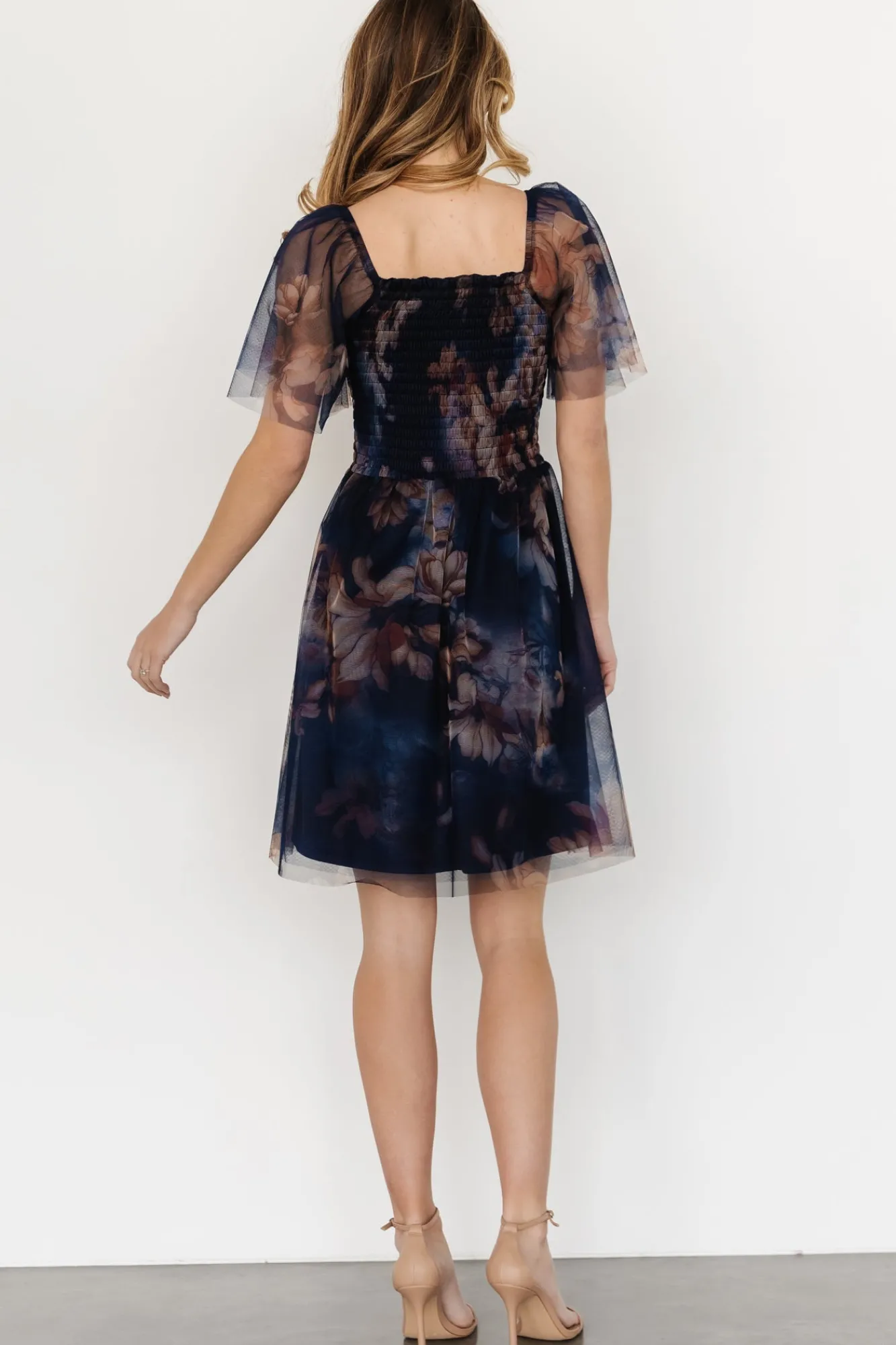 Baltic Born Tivoli Tulle Short Dress | Dark Blue Floral