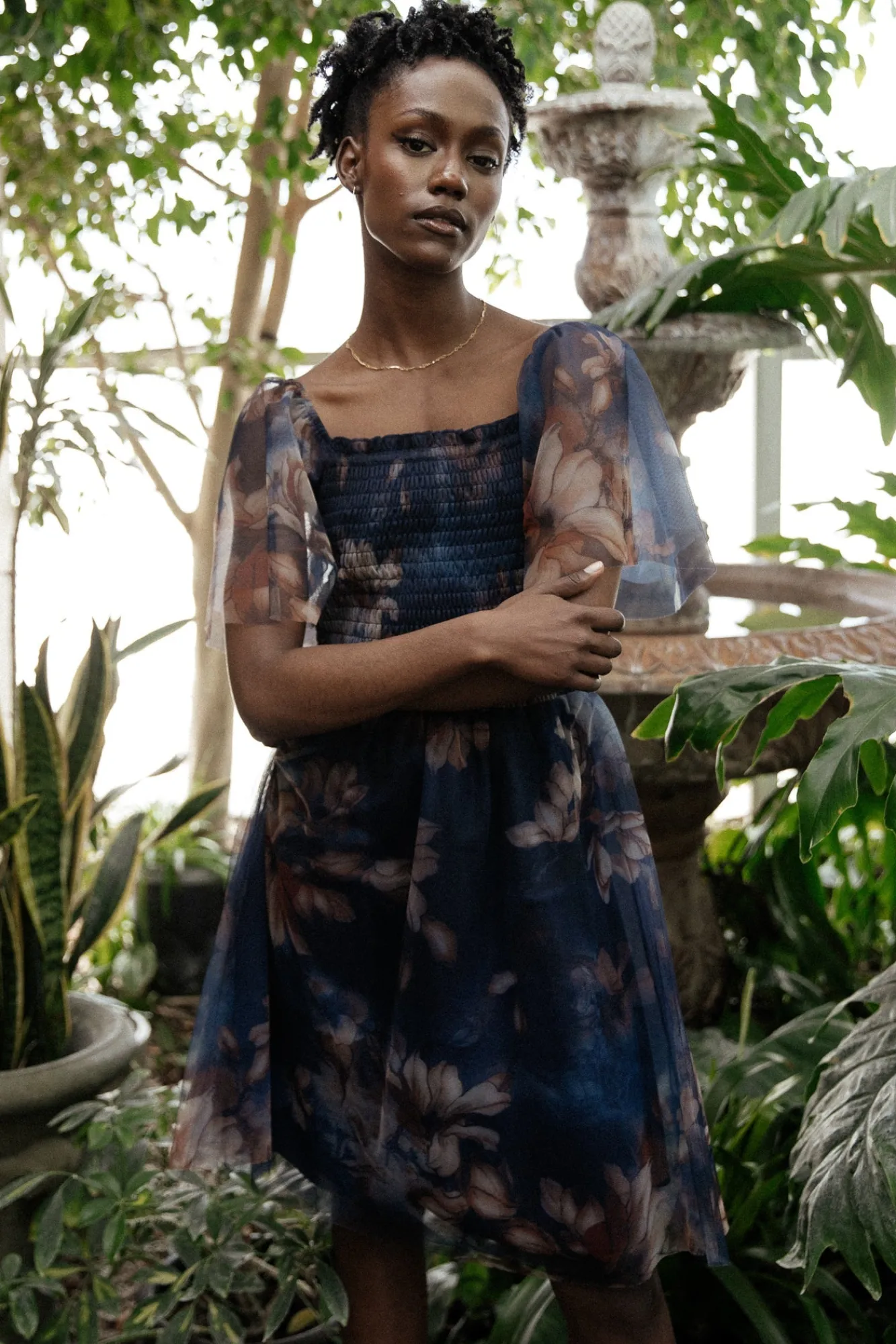 Baltic Born Tivoli Tulle Short Dress | Dark Blue Floral
