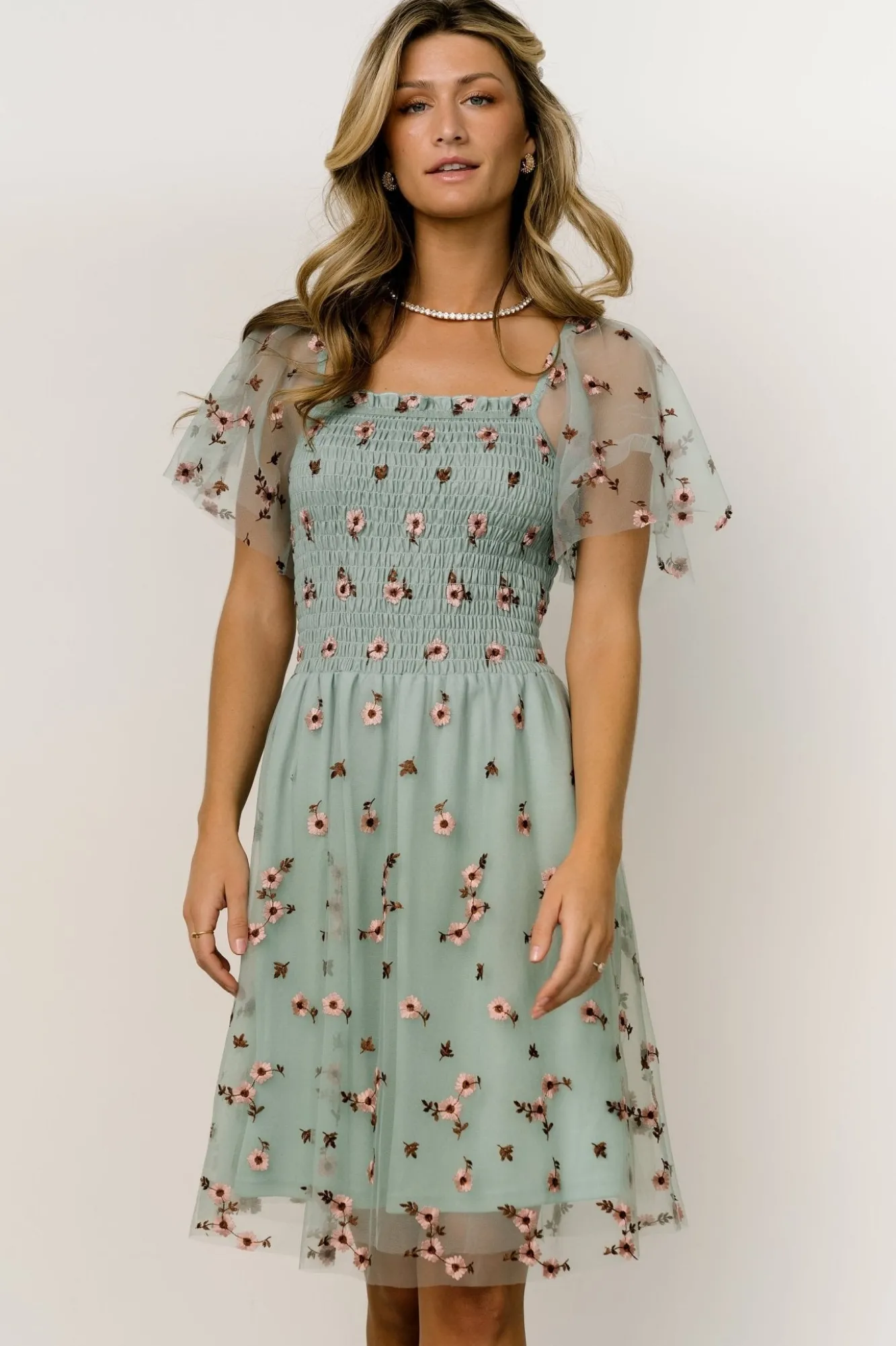 Baltic Born Tivoli Tulle Short Dress | Sage + Pink
