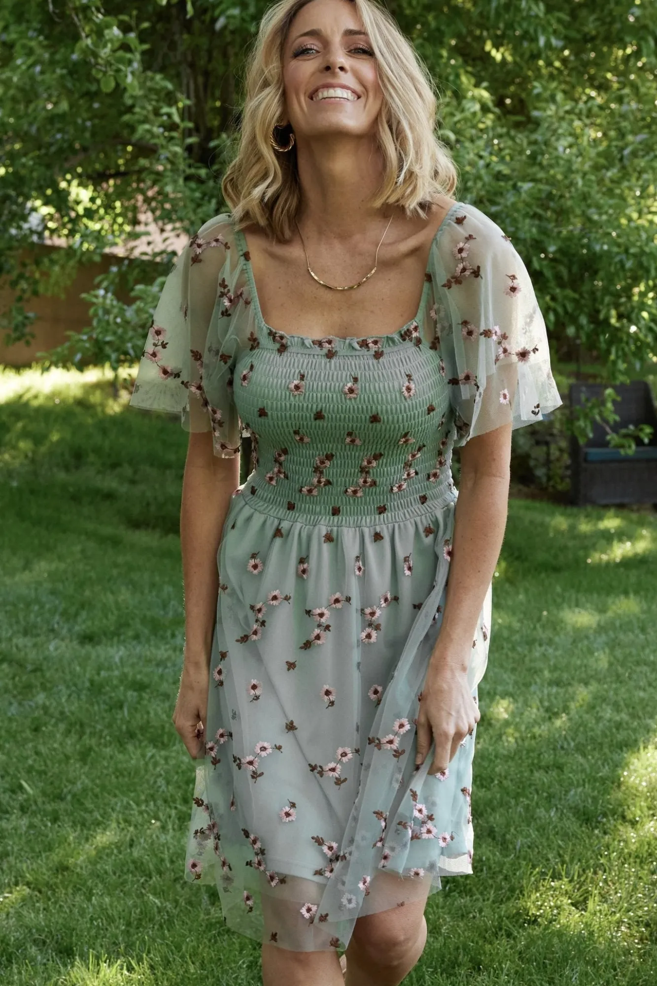 Baltic Born Tivoli Tulle Short Dress | Sage + Pink