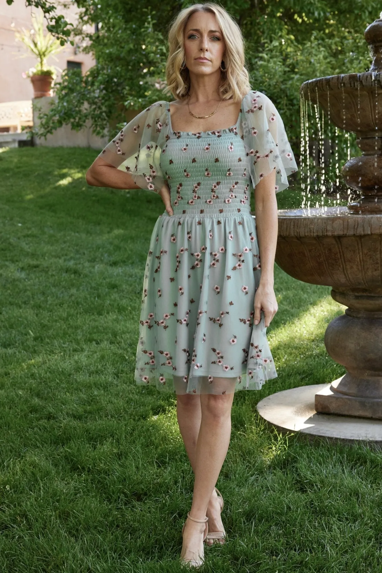 Baltic Born Tivoli Tulle Short Dress | Sage + Pink