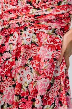 Baltic Born Tora Cross Back Maxi Dress | Black + Red Floral