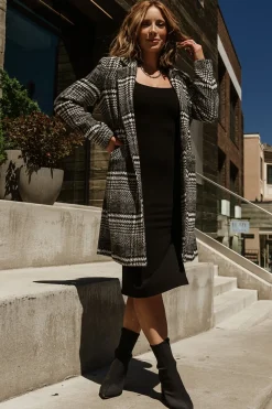 Baltic Born Townley Houndstooth Coat | Black + Off White
