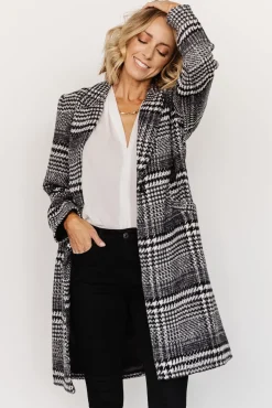Baltic Born Townley Houndstooth Coat | Black + Off White