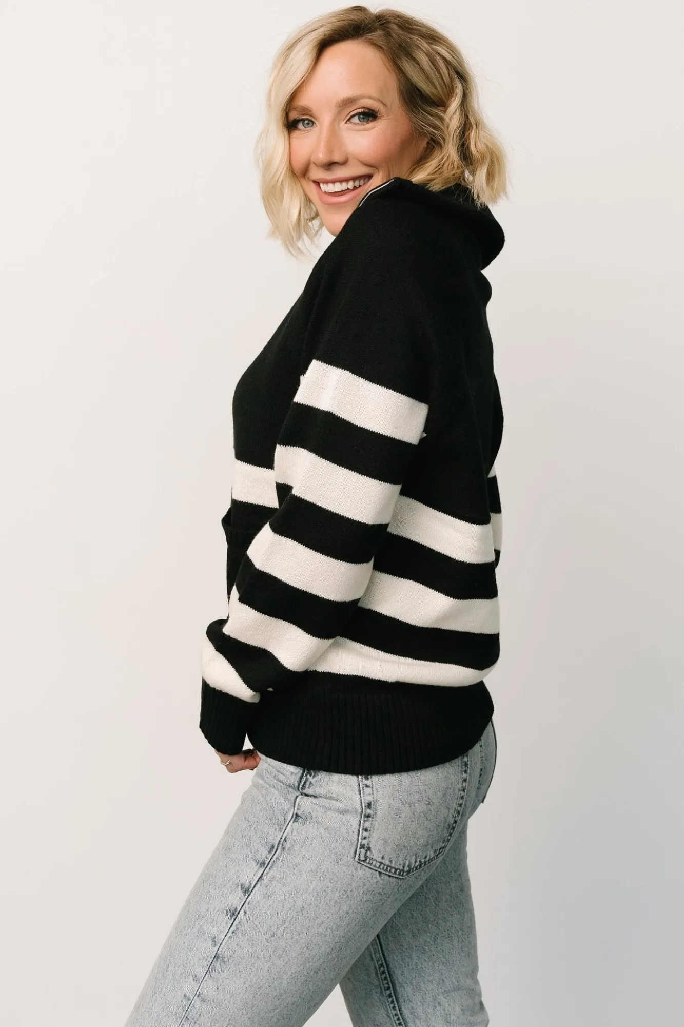 Baltic Born Trish Striped Sweater | Black + Off White