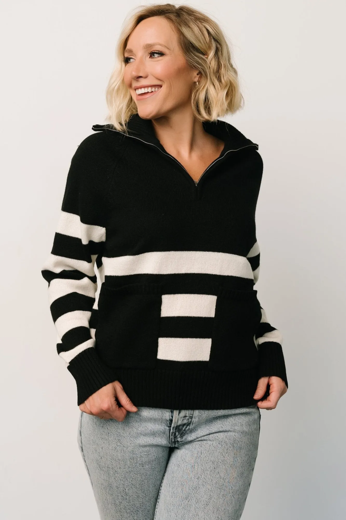 Baltic Born Trish Striped Sweater | Black + Off White