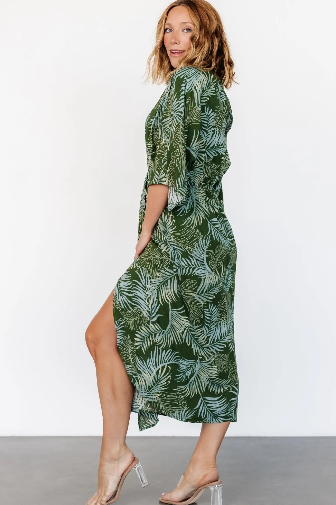 Baltic Born Tula Kimono Dress | Green + Blue Print