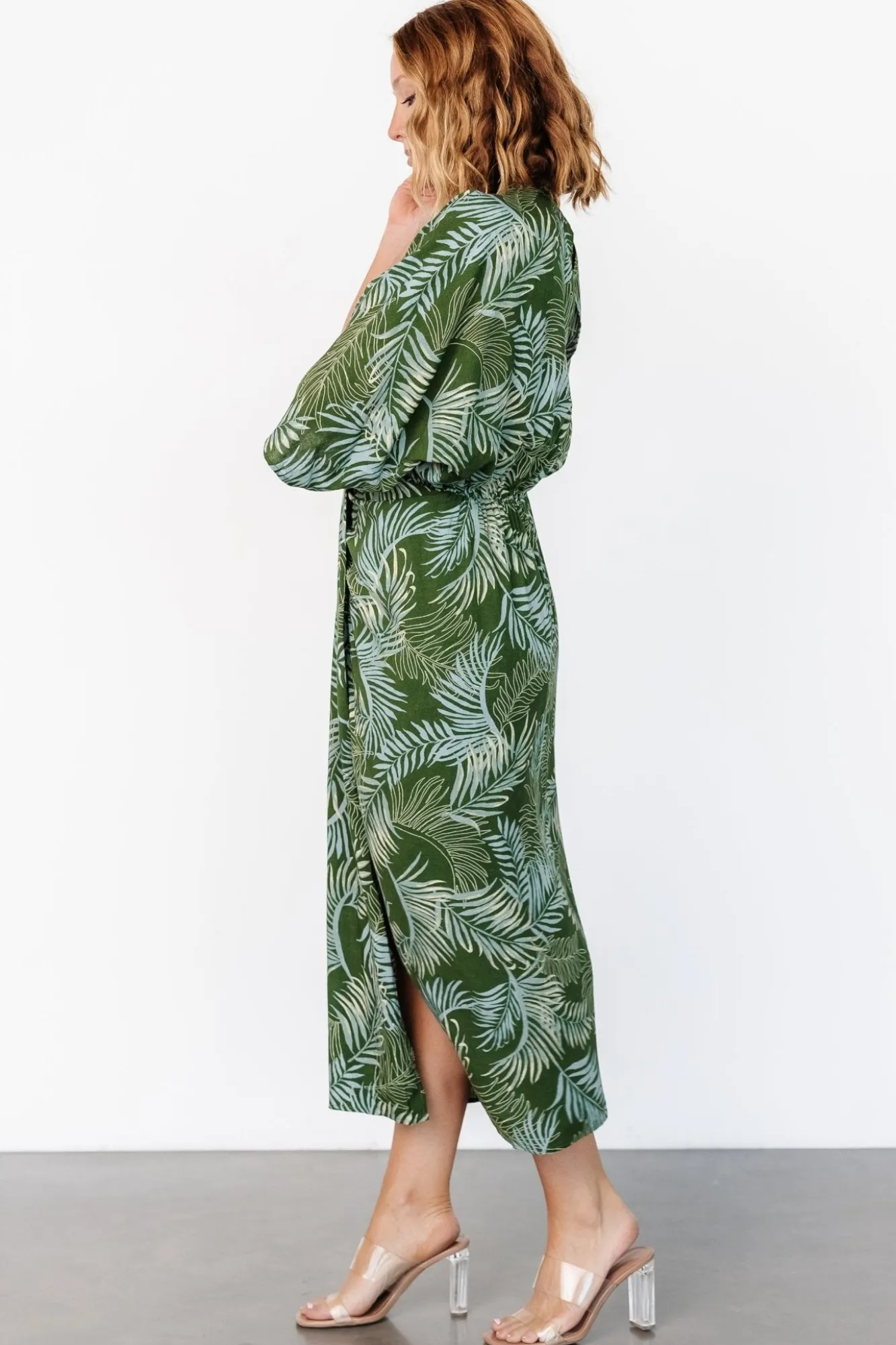 Baltic Born Tula Kimono Dress | Green + Blue Print