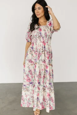Baltic Born Tulsa Smocked Dress | Cream + Pink