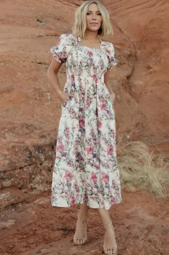 Baltic Born Tulsa Smocked Dress | Cream + Pink