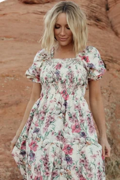 Baltic Born Tulsa Smocked Dress | Cream + Pink