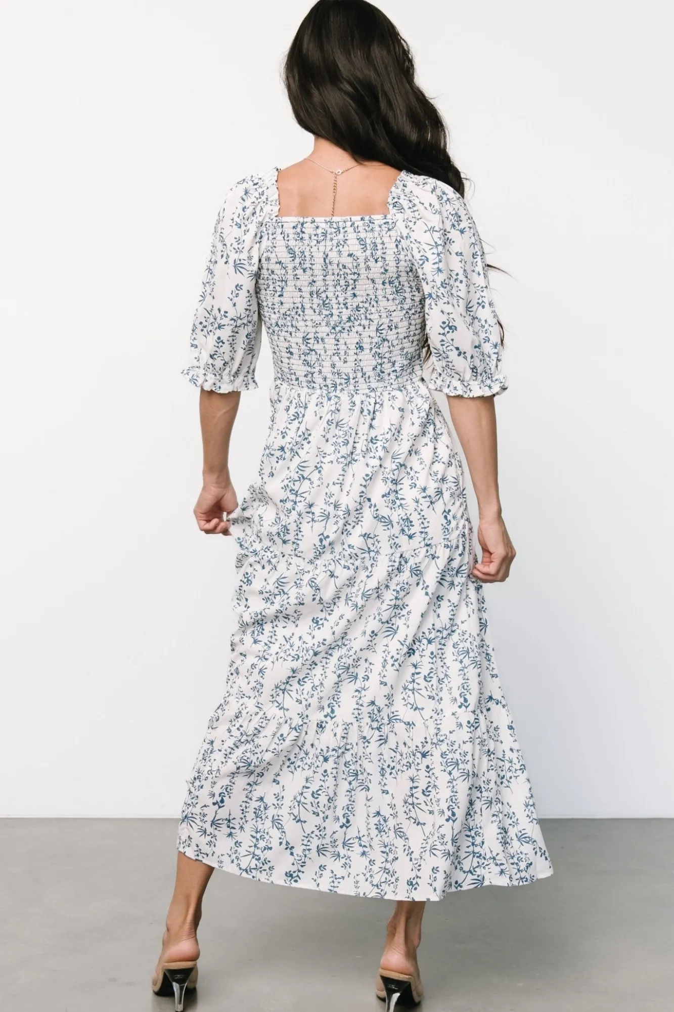 Baltic Born Tulsa Smocked Dress | Off White + Blue