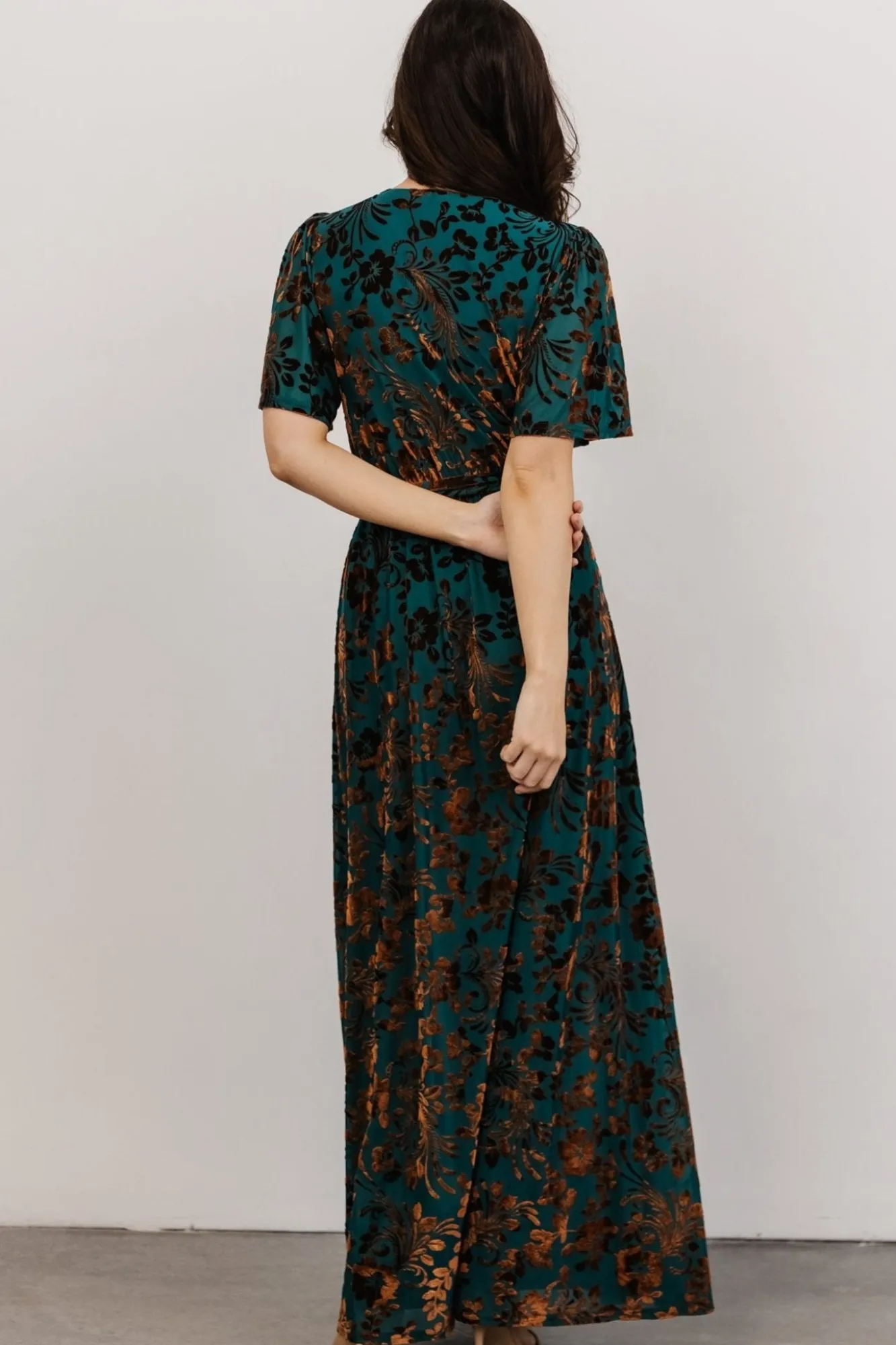 Baltic Born Uma Velvet Maxi Dress | Bronze + Jade