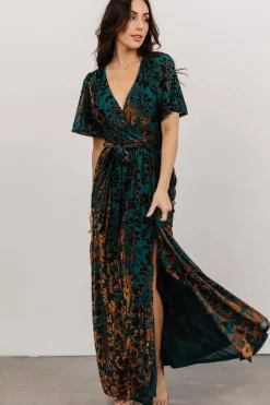Baltic Born Uma Velvet Maxi Dress | Bronze + Jade