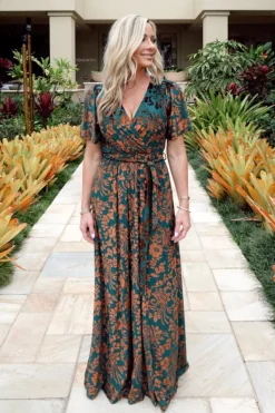Baltic Born Uma Velvet Maxi Dress | Bronze + Jade