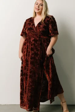 Baltic Born Uma Velvet Maxi Dress | Copper Floral