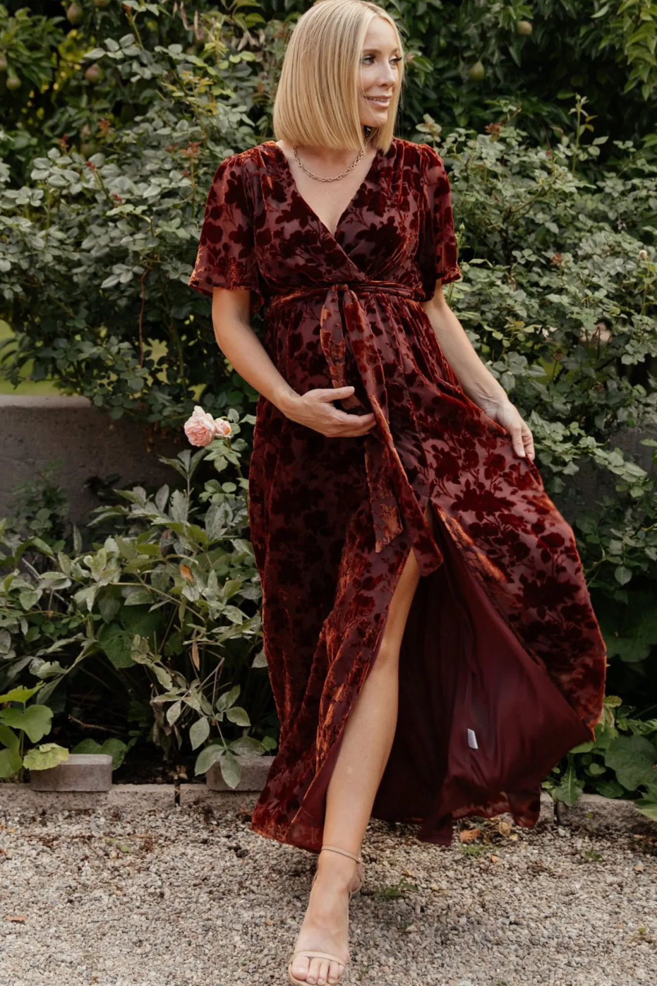 Baltic Born Uma Velvet Maxi Dress | Copper Floral