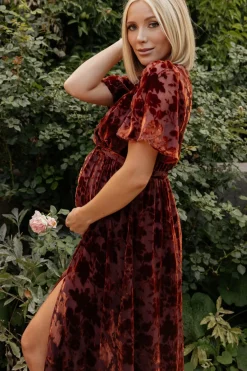 Baltic Born Uma Velvet Maxi Dress | Copper Floral
