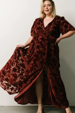 Baltic Born Uma Velvet Maxi Dress | Copper Floral
