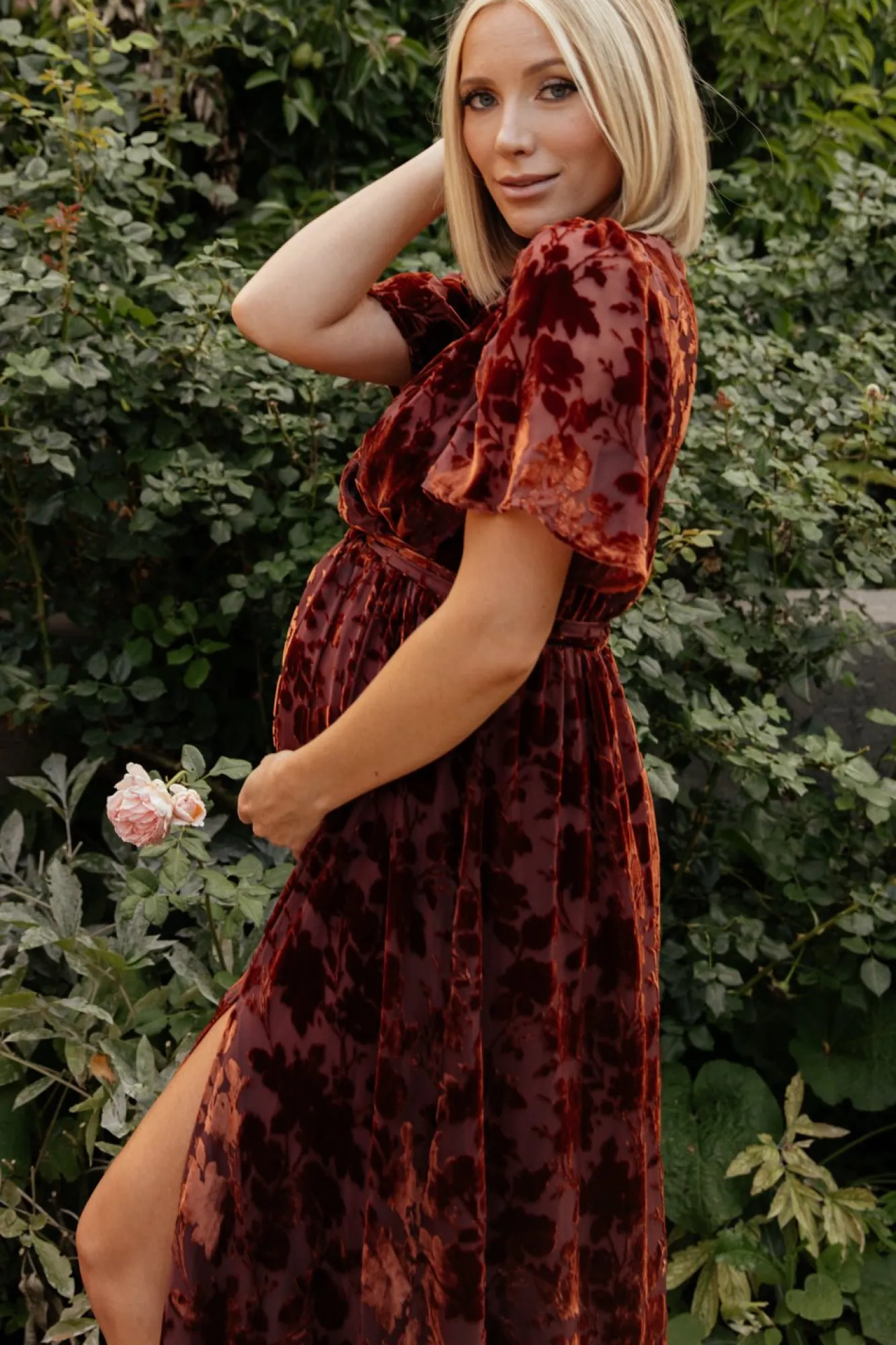 Baltic Born Uma Velvet Maxi Dress | Copper Floral