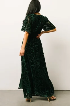 Baltic Born Uma Velvet Maxi Dress | Dark Green