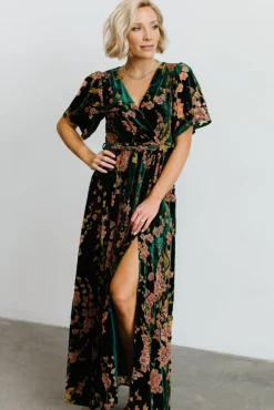 Baltic Born Uma Velvet Maxi Dress | Green Floral