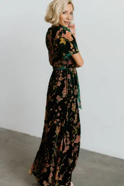 Baltic Born Uma Velvet Maxi Dress | Green Floral
