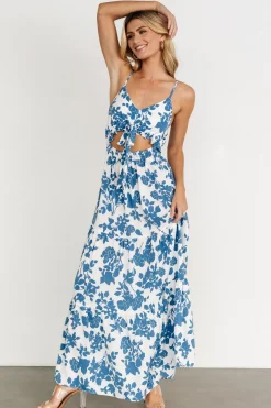 Baltic Born Valetta Cut Out Maxi Dress | White + Blue