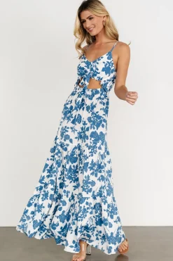 Baltic Born Valetta Cut Out Maxi Dress | White + Blue