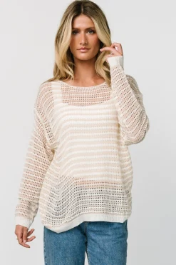 Baltic Born Valissa Open Knit Top | White + Sand