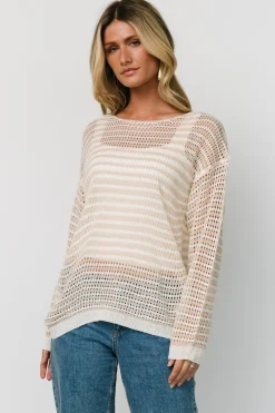 Baltic Born Valissa Open Knit Top | White + Sand