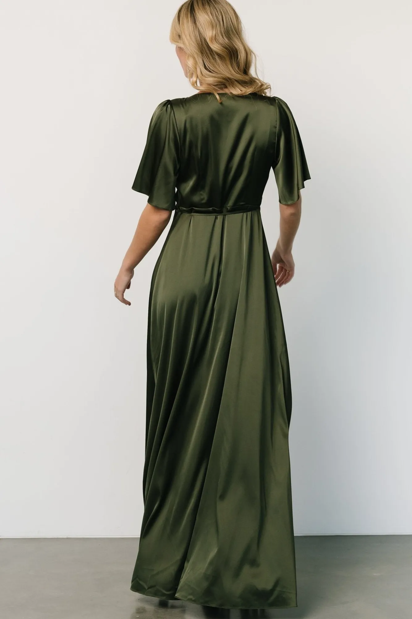 Baltic Born Vara Satin Maxi Wrap Dress | Juniper Green