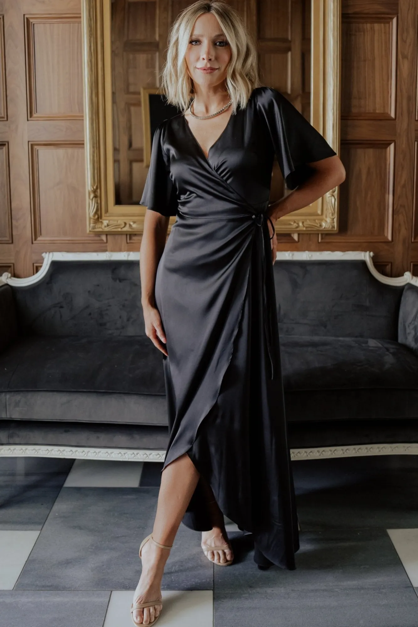 Baltic Born Vara Satin Maxi Wrap Dress |