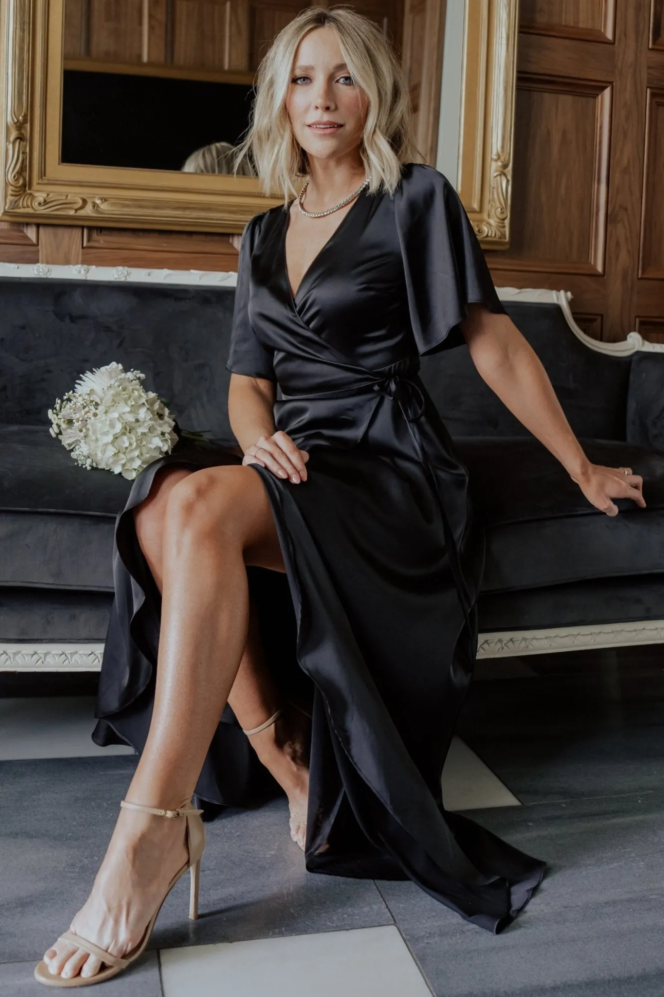 Baltic Born Vara Satin Maxi Wrap Dress |