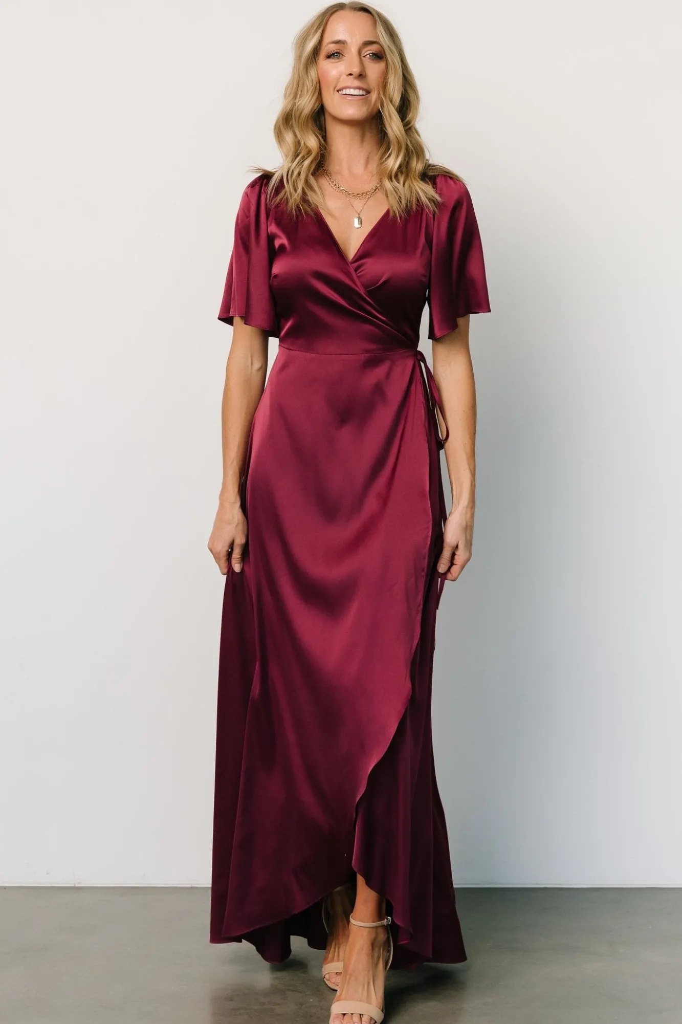 Baltic Born Vara Satin Maxi Wrap Dress |
