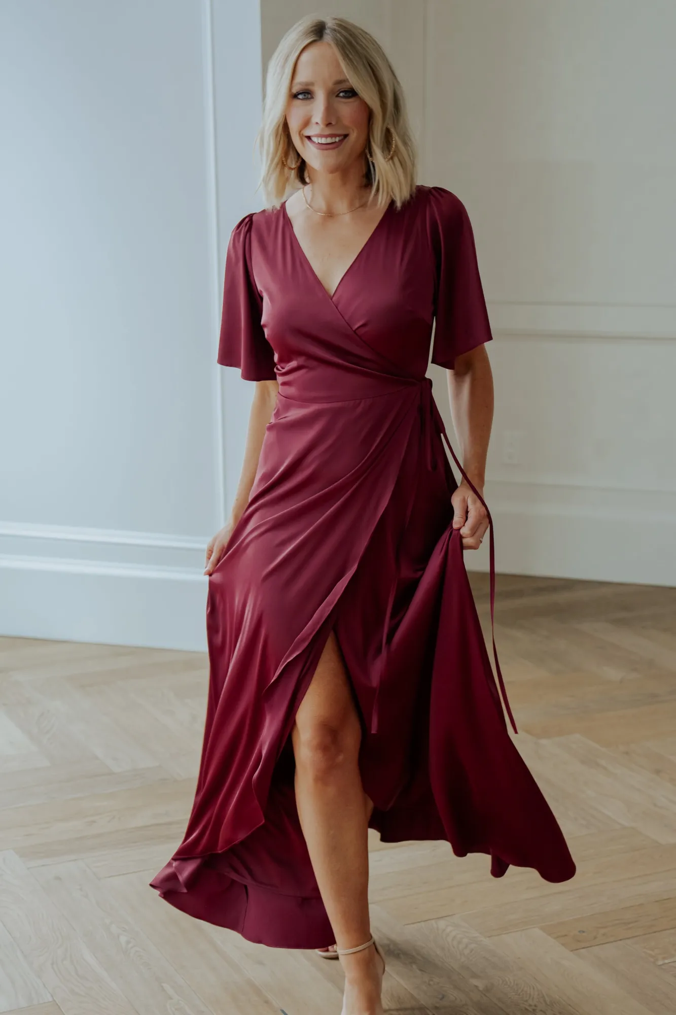 Baltic Born Vara Satin Maxi Wrap Dress |