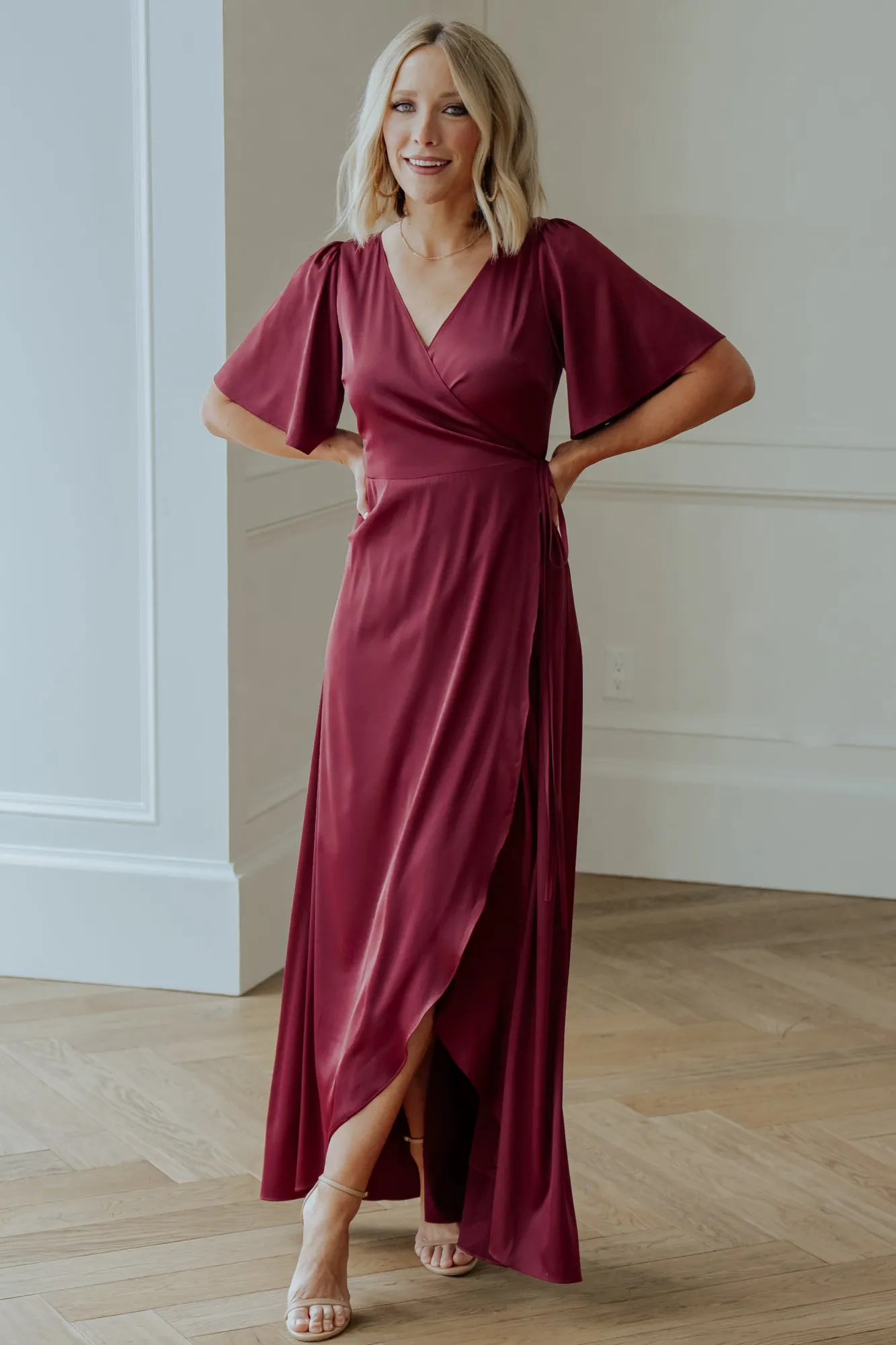 Baltic Born Vara Satin Maxi Wrap Dress |