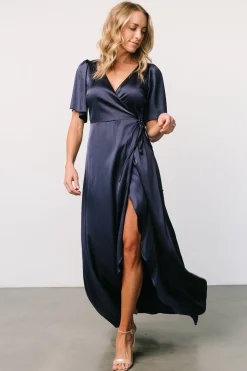 Baltic Born Vara Satin Maxi Wrap Dress |