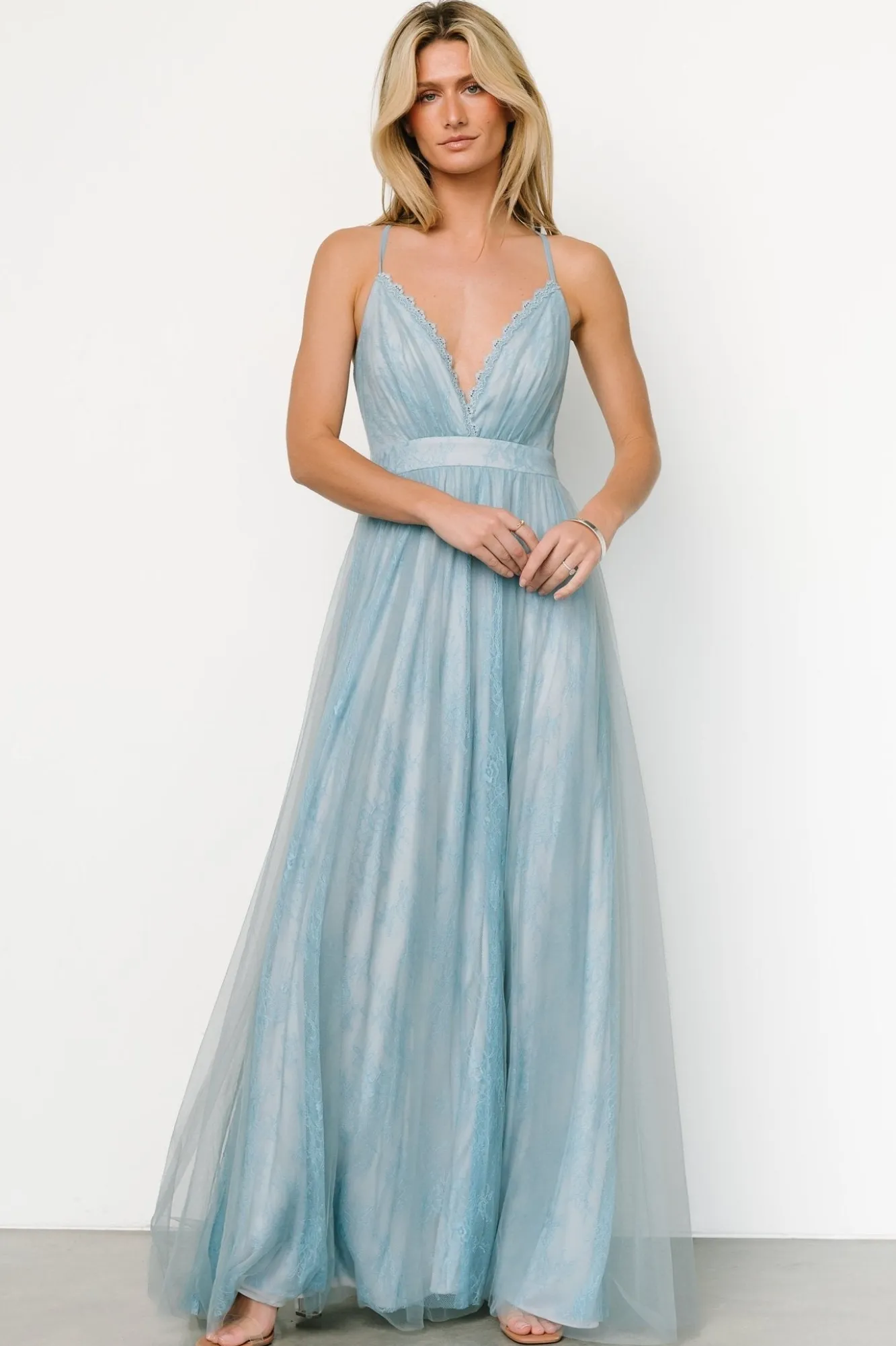 Baltic Born Vasia Lace Tulle Maxi Dress | Soft Blue