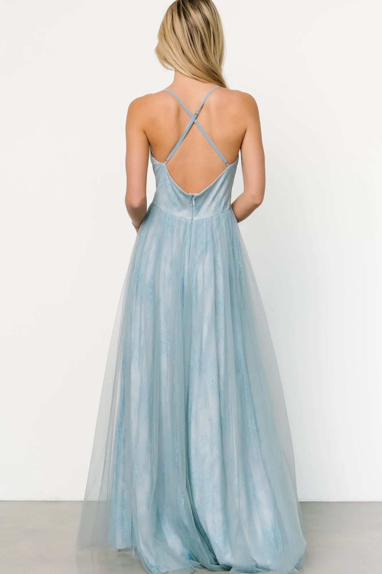 Baltic Born Vasia Lace Tulle Maxi Dress | Soft Blue