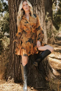 Baltic Born Venice Short Dress | Gold Floral