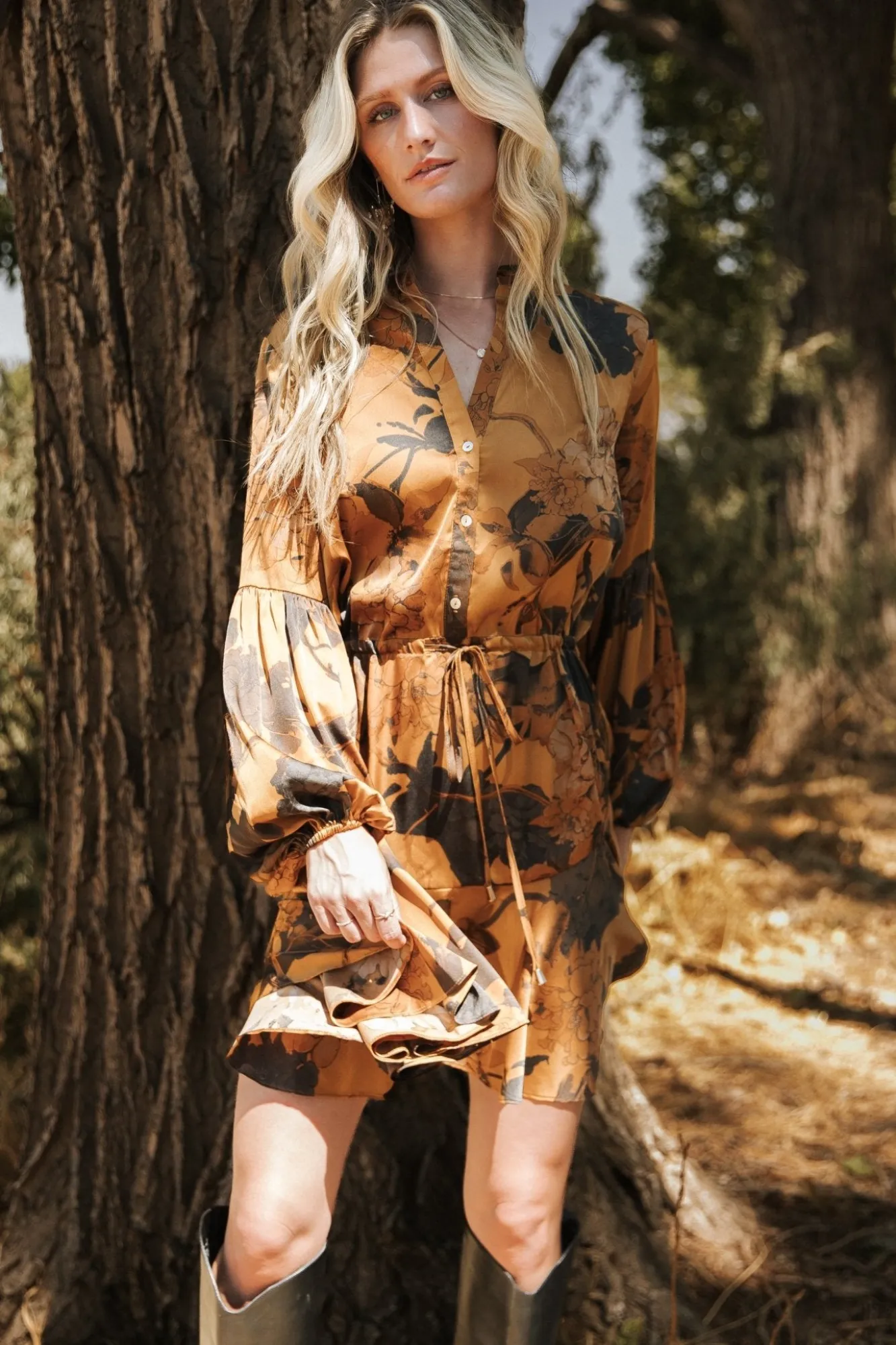 Baltic Born Venice Short Dress | Gold Floral