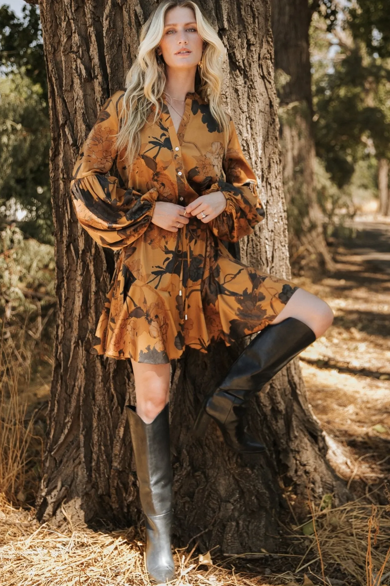 Baltic Born Venice Short Dress | Gold Floral