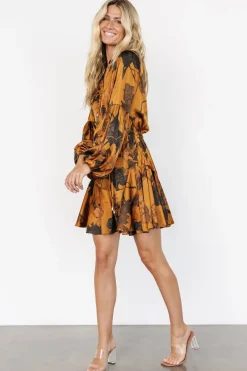 Baltic Born Venice Short Dress | Gold Floral